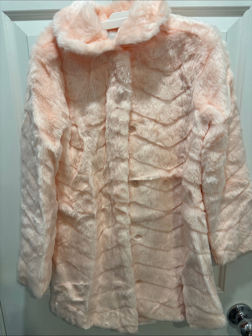 Janie and Jack Light Pink Faux Fur Pea Coat